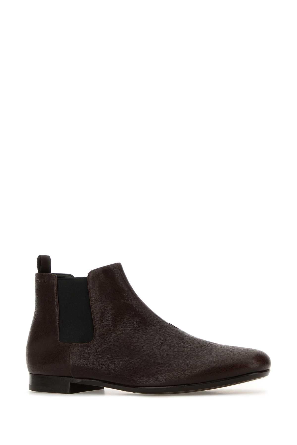 PRADA Black Leather Chelsea Boots for Men
