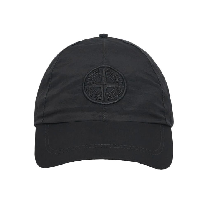 STONE ISLAND Logo Embroidered Nylon Cap Black