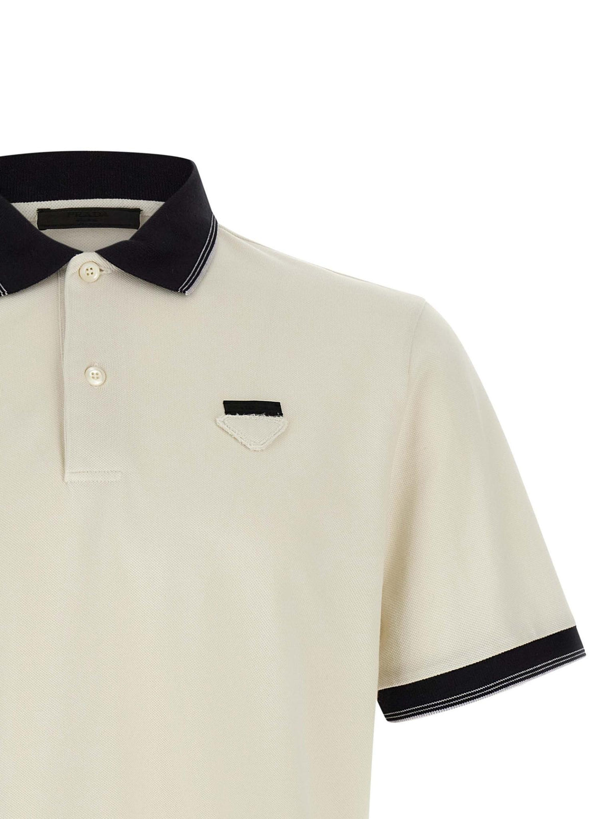 PRADA Short Sleeve Polo Shirt Navy Cotton Men's