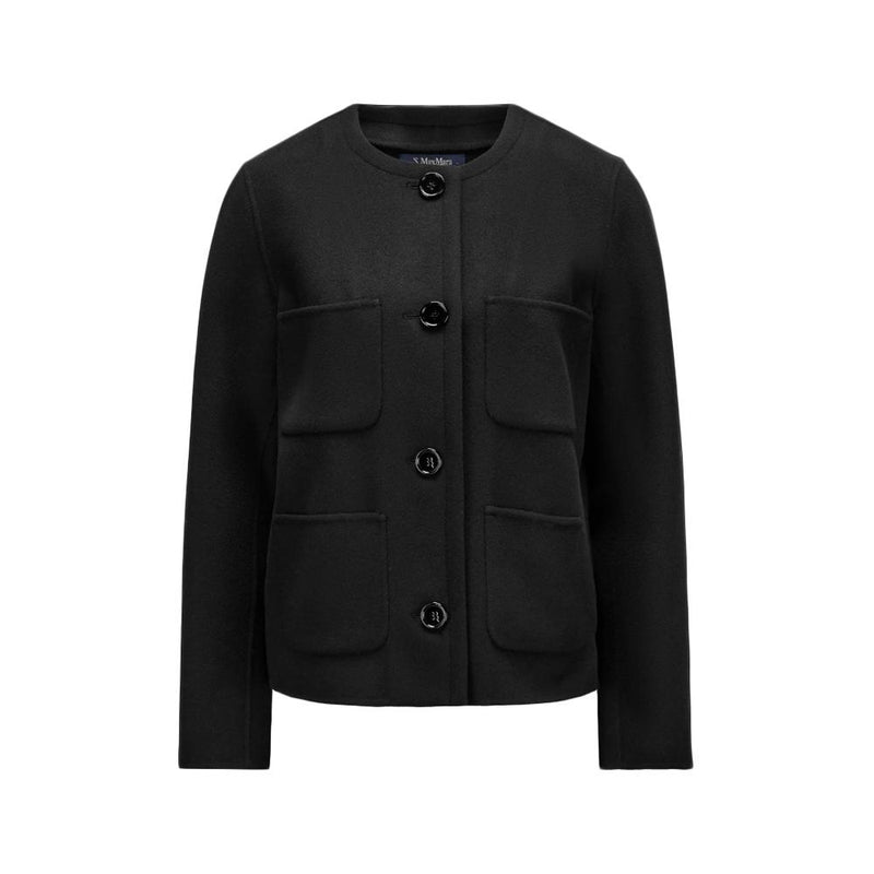 Max Mara Regina Short Collar Wool Jacket Black