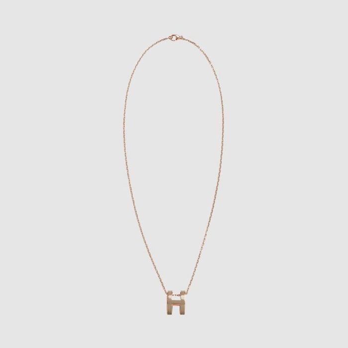 HERMES Pop H Large Necklace Rose Gold Hardware Marron Glace