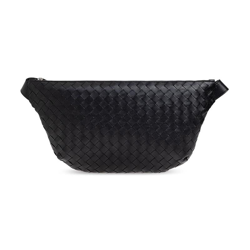 Bottega Veneta Intrecciato Black Leather Crossbody Bag for Men