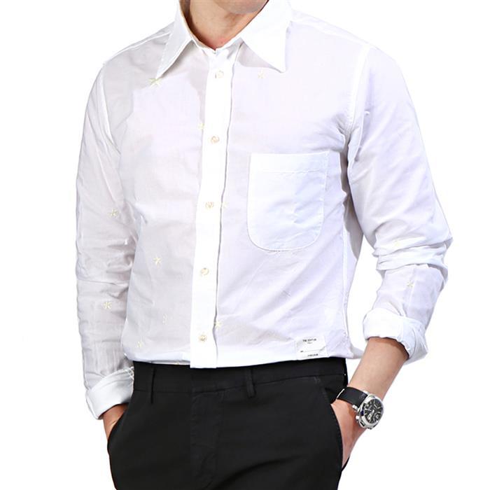 The Editor Star Embroidered Classic Long Sleeve Shirt 1309T2 4865 01