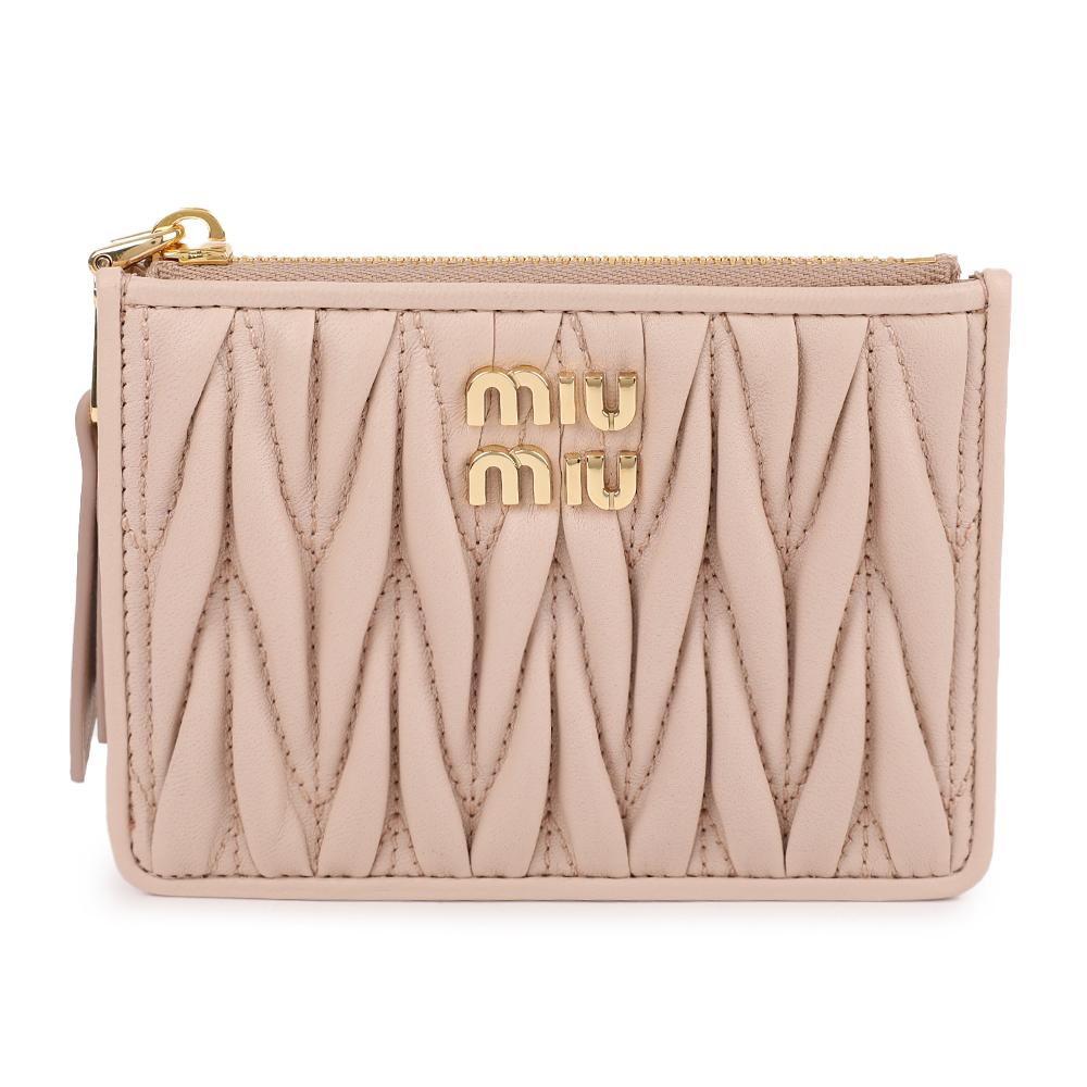 Miu Miu Matelassé Nappa Leather Card Holder Pink