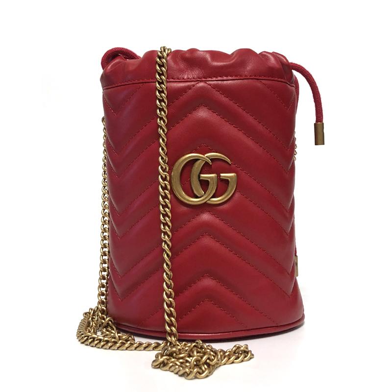 GUCCI Red Marmont GG Mini Bucket Shoulder Bag 575163 6433