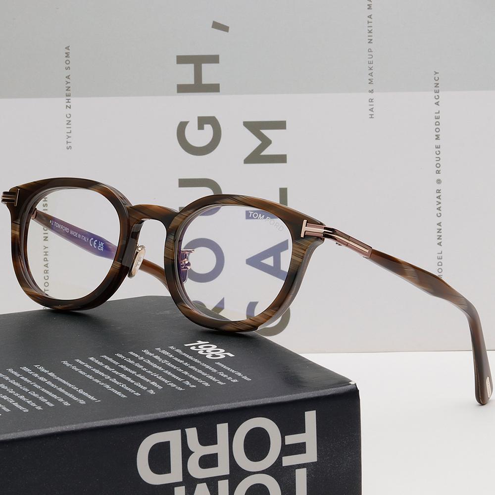 TOM FORD Brown Round Blue Light Blocking Asian Fit Eyeglasses Frame TF6009DB 062