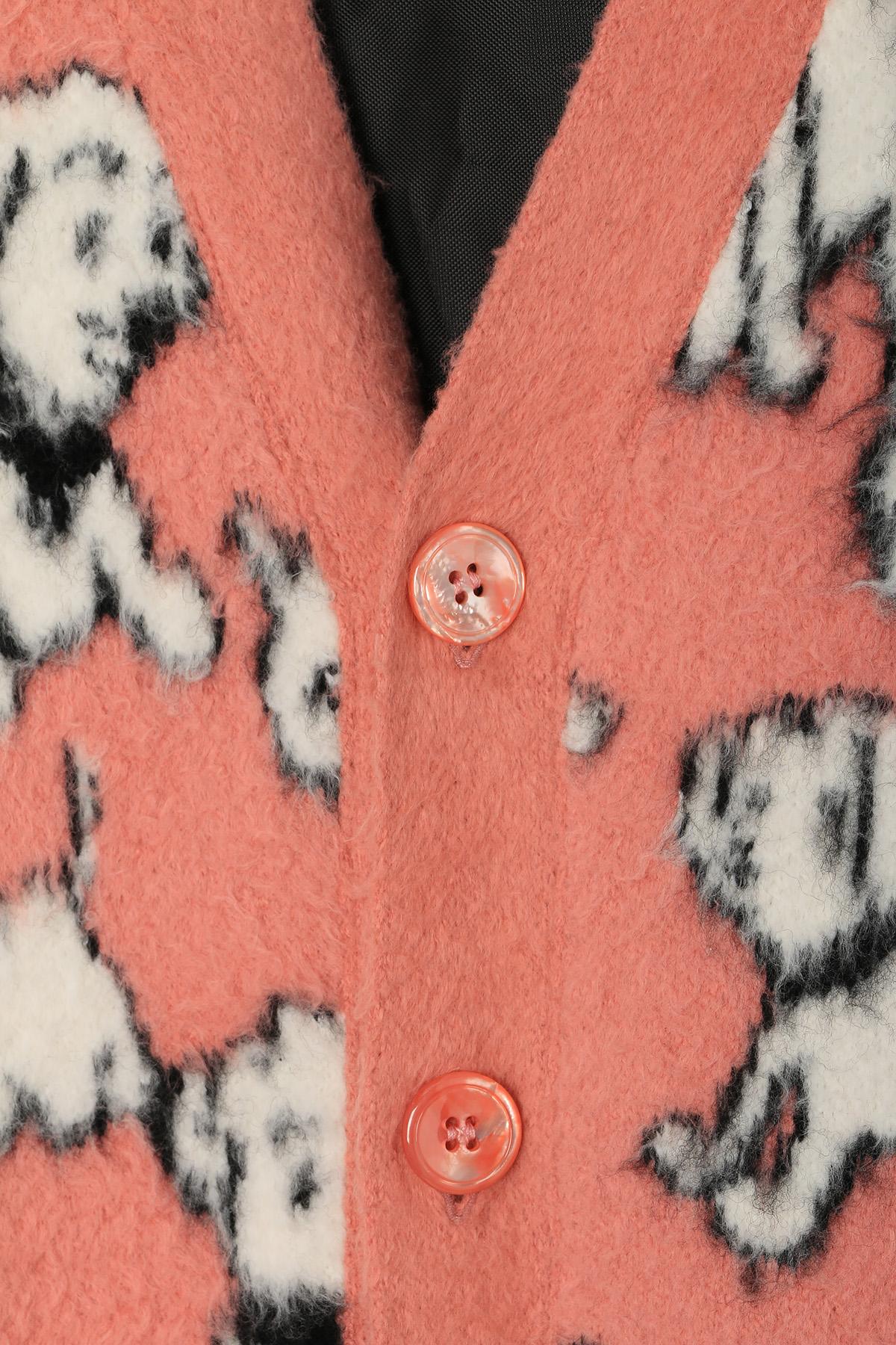 CELINE Artist Jacquard Brushed Cotton-Wool Cardigan Pink