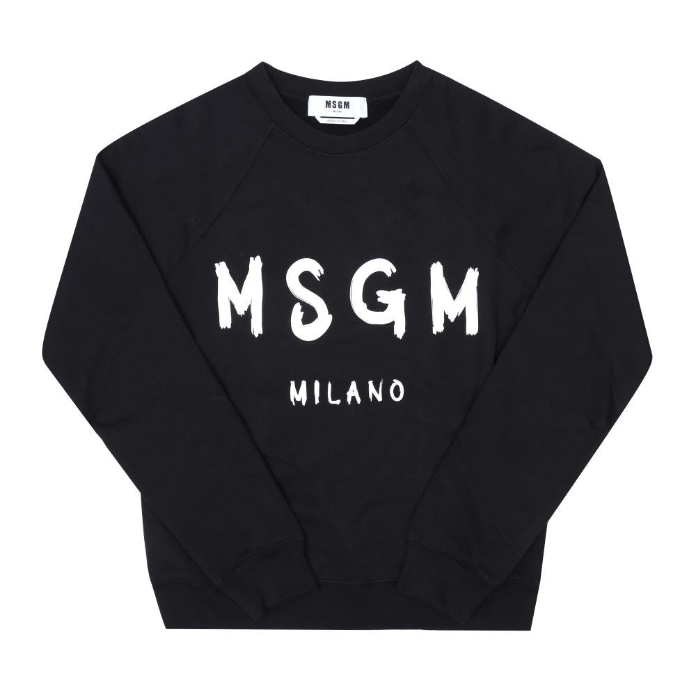 MSGM Women’s Black Cotton Crewneck Sweatshirt