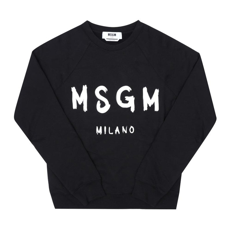 MSGM Women’s Black Cotton Crewneck Sweatshirt