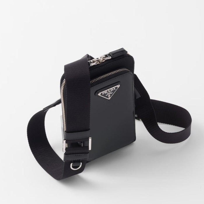 PRADA Re-Nylon Brushed Leather Phone Crossbody Bag 2ZT060