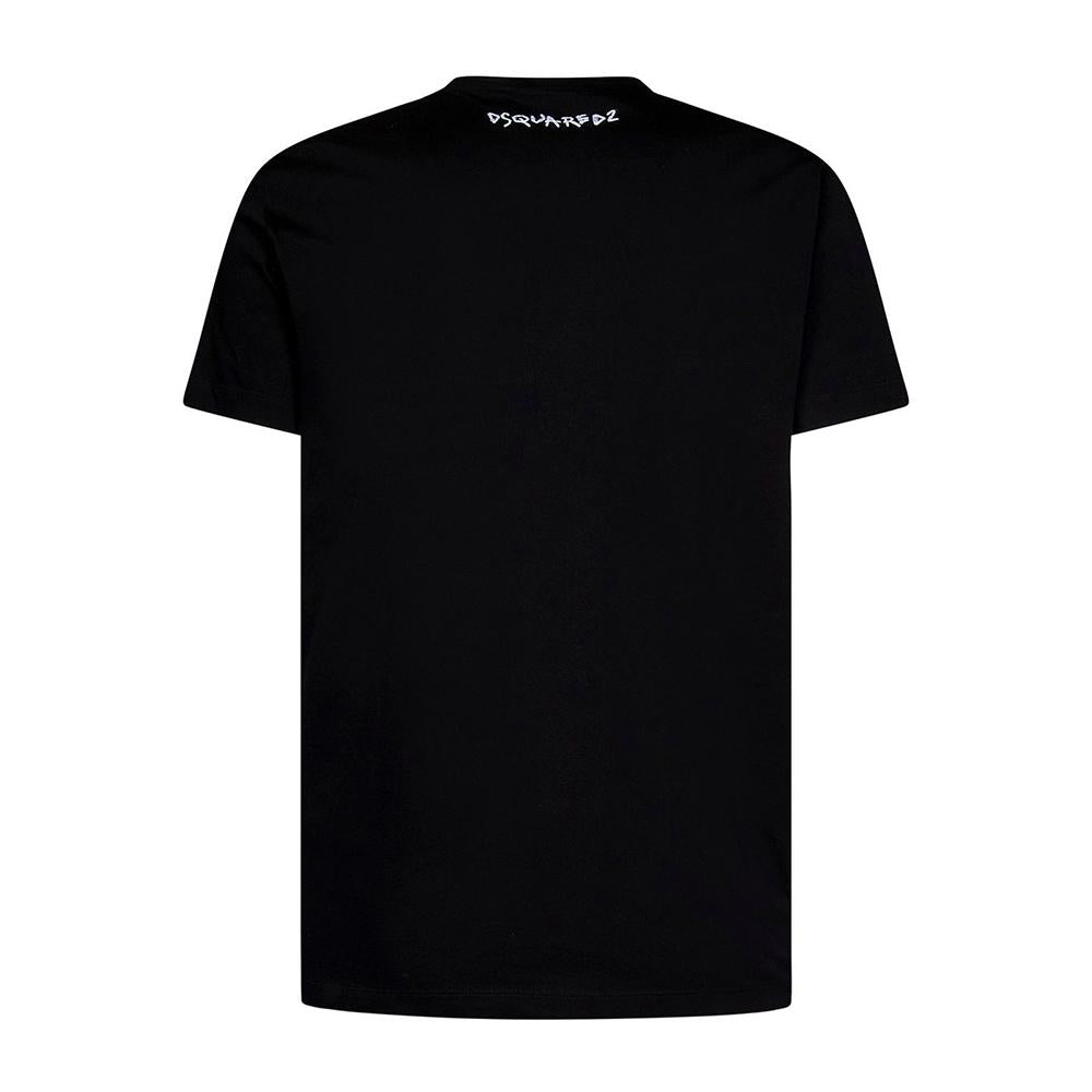 Dsquared2 Logo Embroidered Amore I Love You Short Sleeve T-Shirt Black