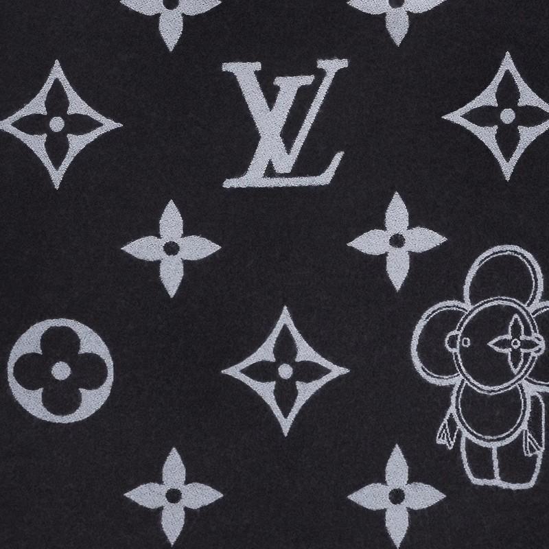 Louis Vuitton Monogram Vivienne Wool Scarf Dark Gray Unisex