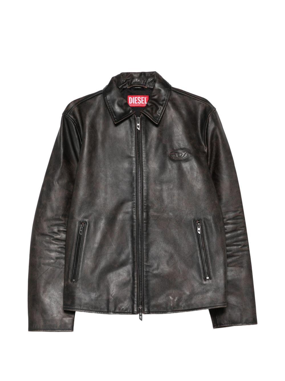 DIESEL Brown Leather Jacket for Men