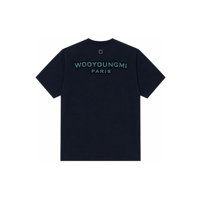 WOOYOUNGMI Navy Tufted Embroidered Logo T-Shirt