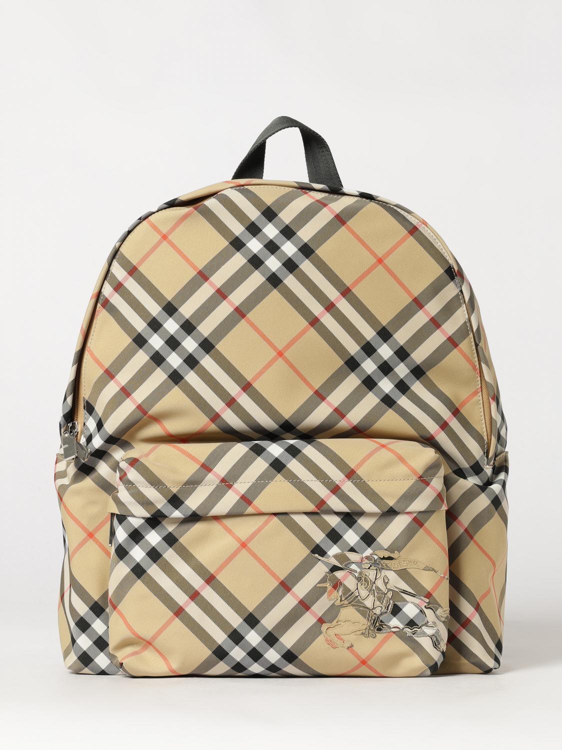 BURBERRY Black Nylon Leather Trim Backpack