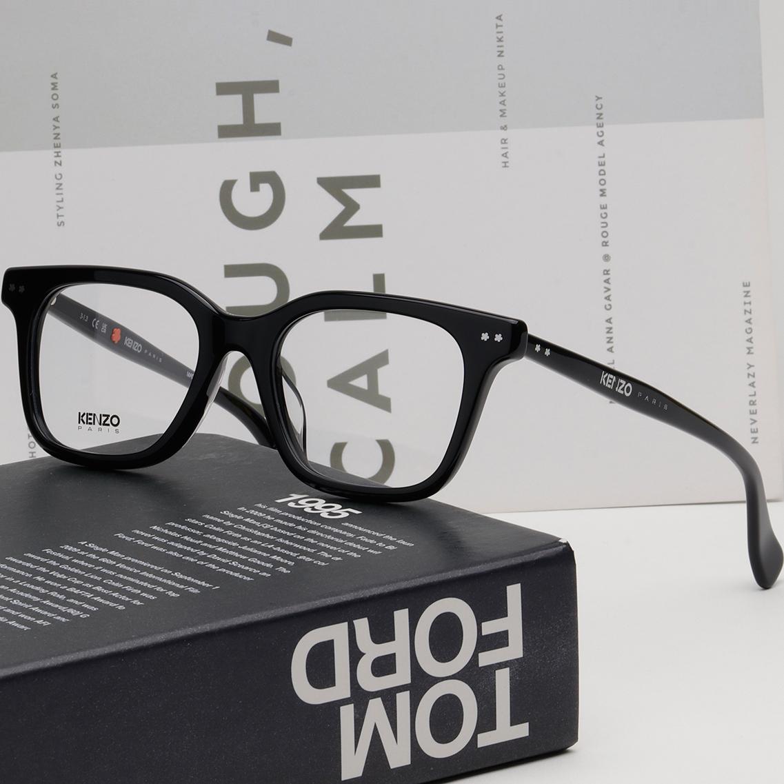 KENZO Black Square Acetate Eyeglasses Asian Fit KZ50181F001