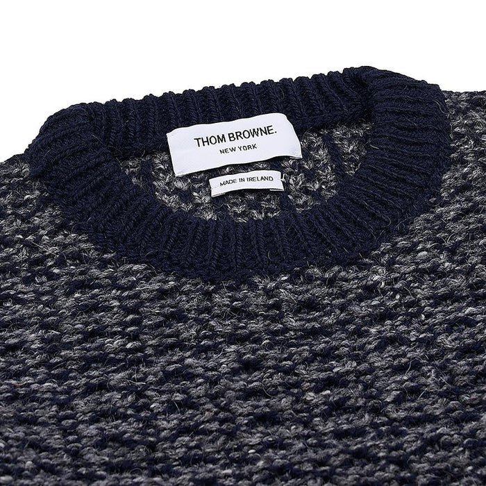 THOM BROWNE Mohair Tweed Diagonal Stripe Classic Crewneck Sweater