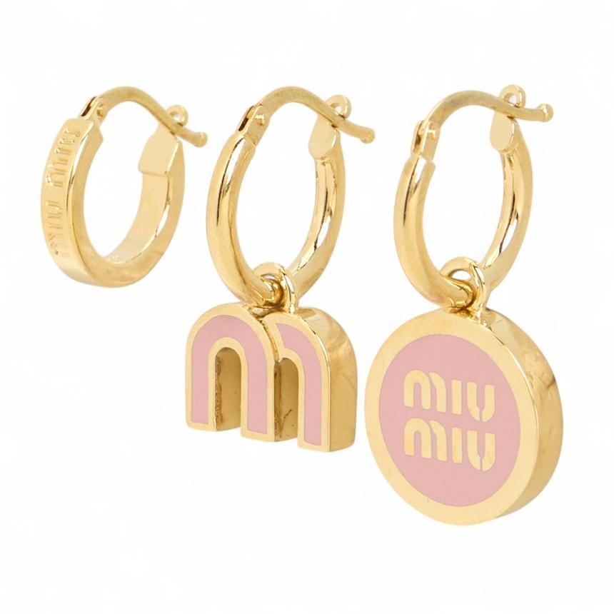 Miu Miu Gold-Tone Logo Stud Earrings Set