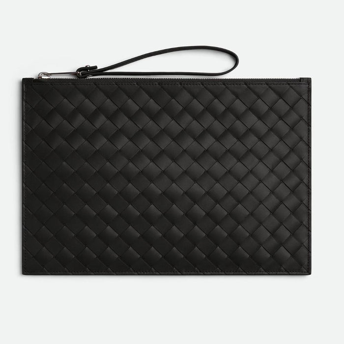 Bottega Veneta Intrecciato Black Leather Pouch