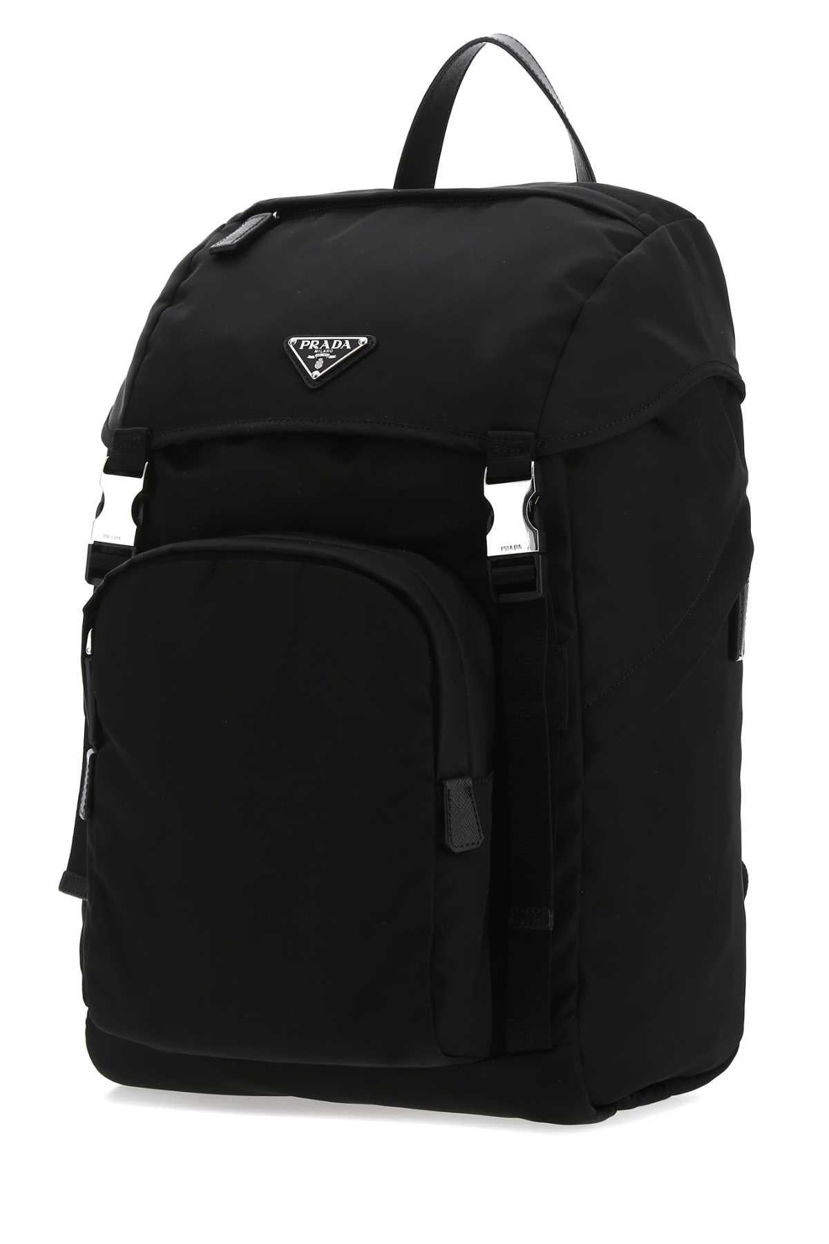 PRADA Black Nylon Leather Trim Backpack