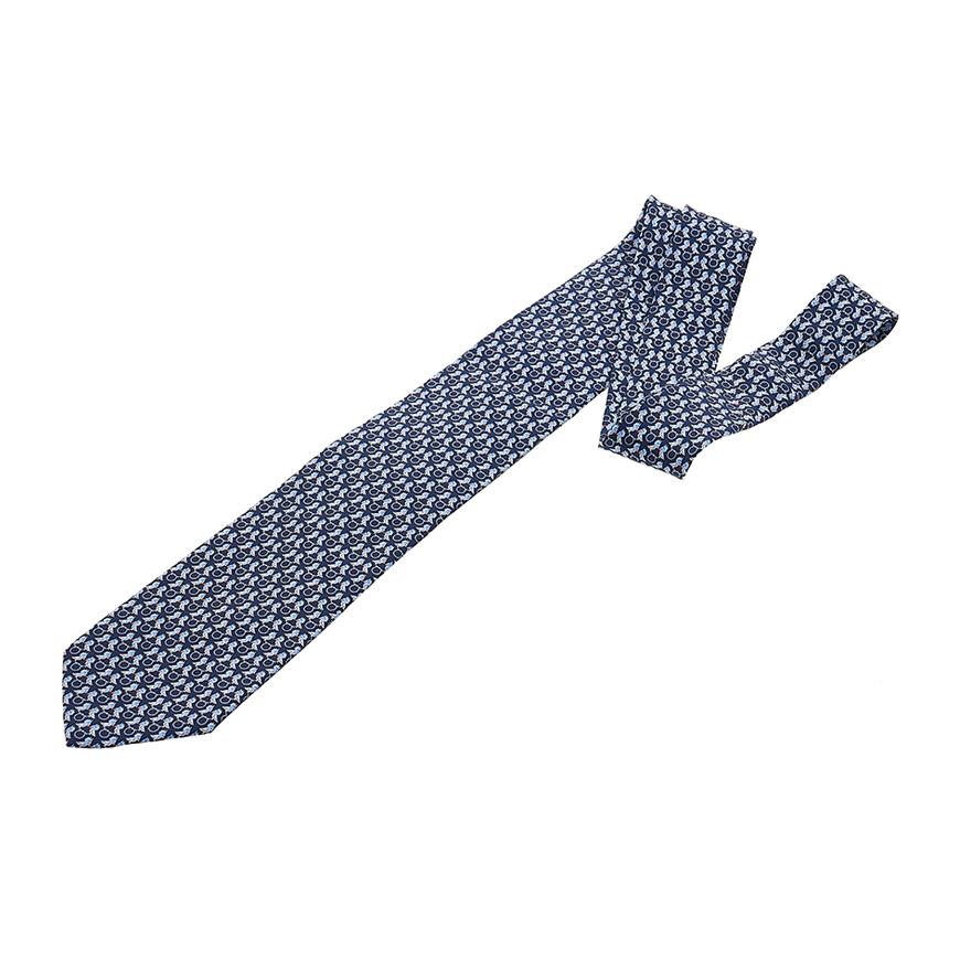 Ferragamo Men’s Bird Print Silk Tie 35 0813 NAVY 0757902