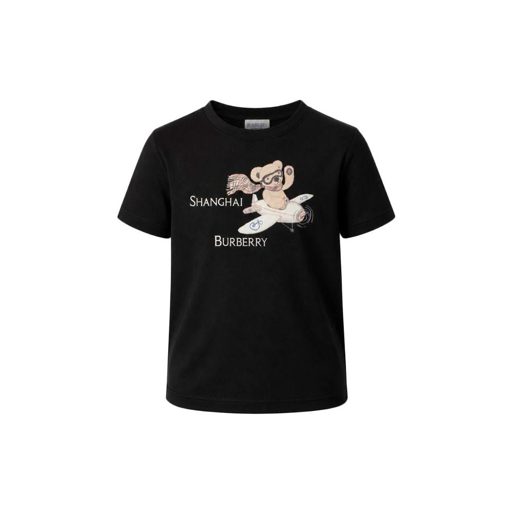 BURBERRY Women’s Shanghai Bear Print Short Sleeve T-Shirt Black 8127199