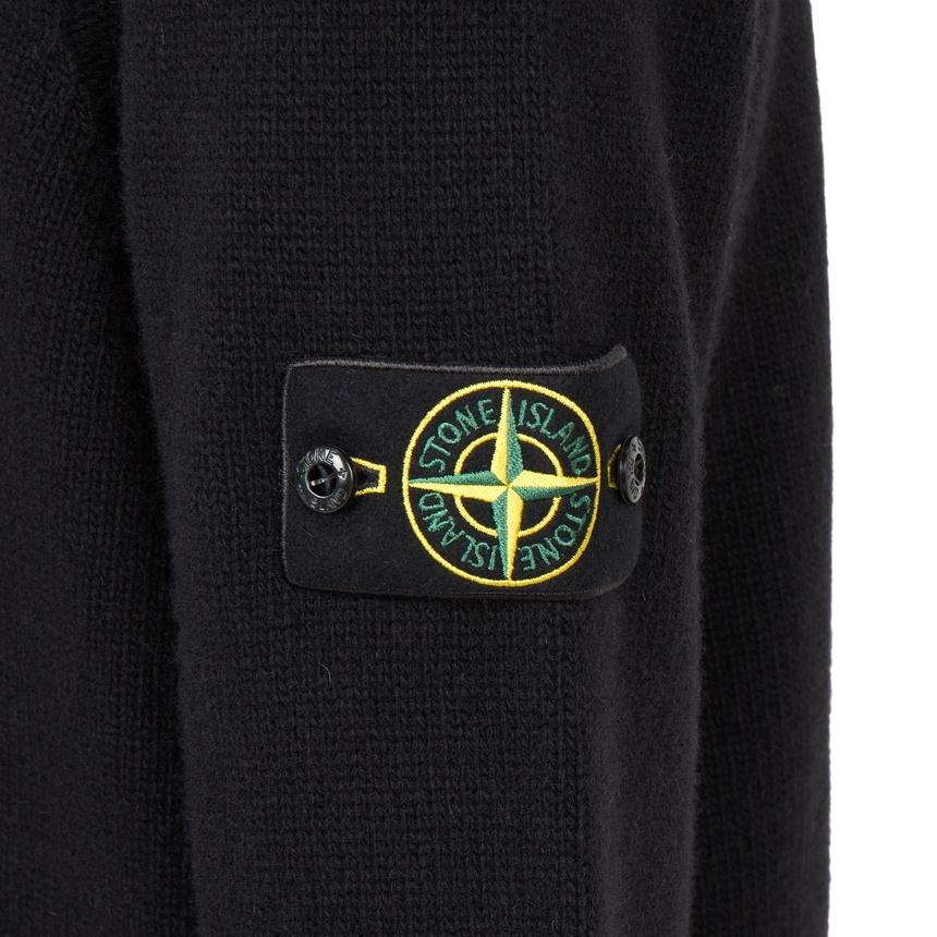 STONE ISLAND Black Zip-Up Knit Cardigan for Men