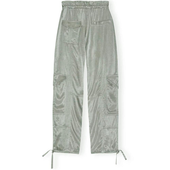 GANNI Frost Gray Washed Satin Classic Pants