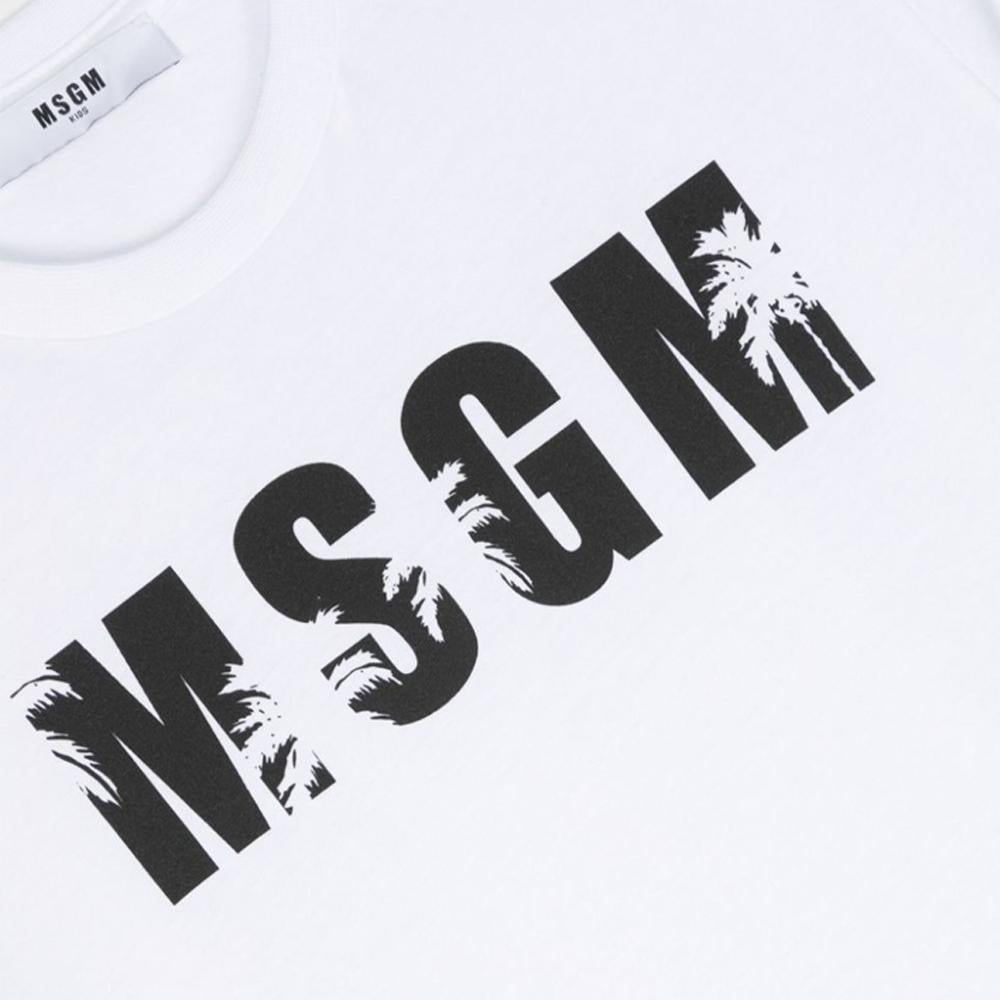 MSGM Women’s Logo Print T-Shirt White Cotton