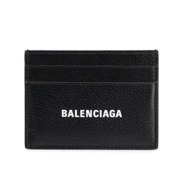 BALENCIAGA Everyday Logo Card Holder Unisex Black Leather