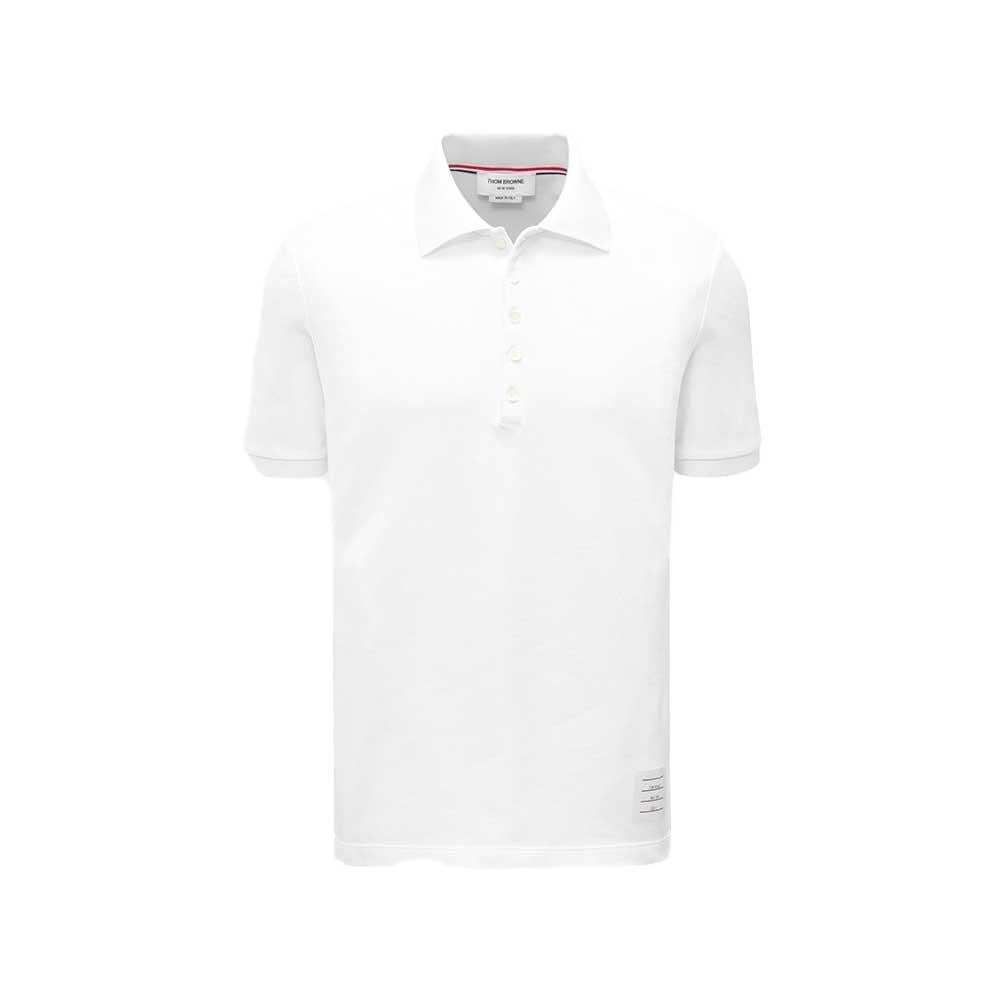 THOM BROWNE Men’s Short Sleeve PK Polo Shirt White