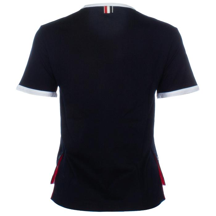 THOM BROWNE Navy Sleeve Ringer Cotton T-Shirt Women