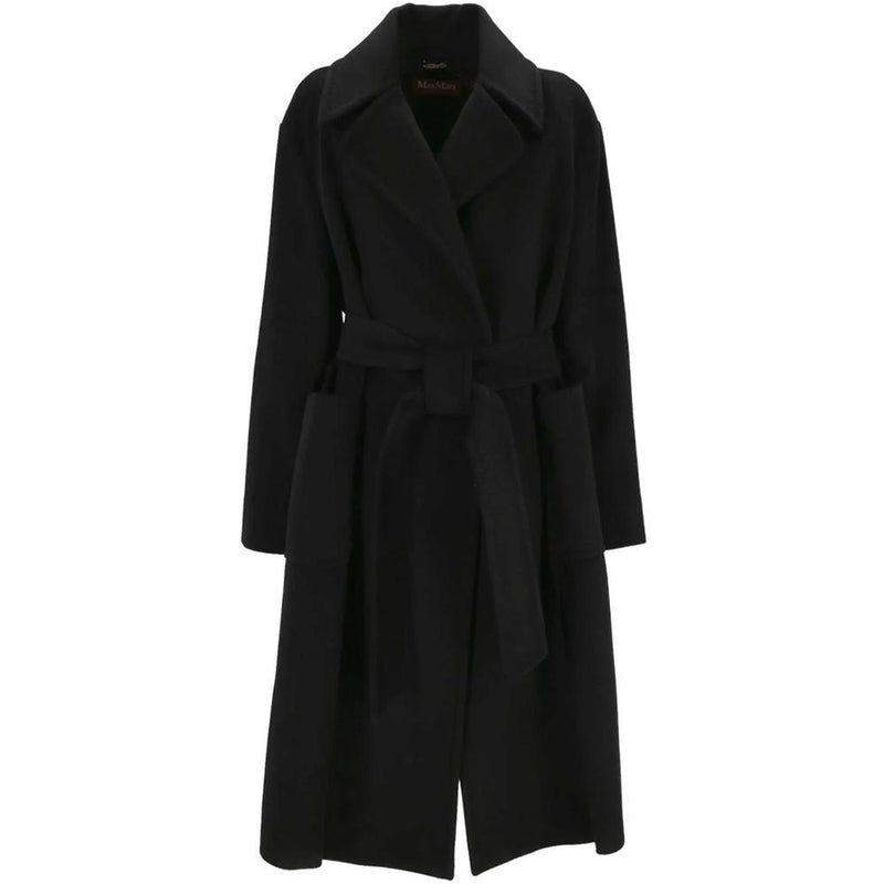 Max Mara Belted Wool Coat Black