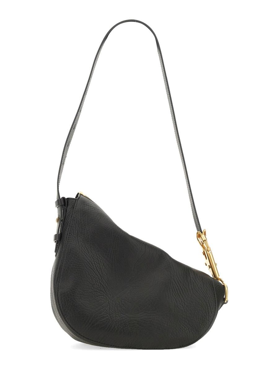 BURBERRY Leather Check Shoulder Bag Black