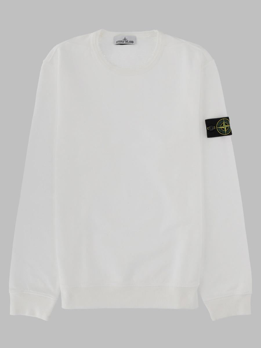 STONE ISLAND Black Cotton Crewneck Sweatshirt Men