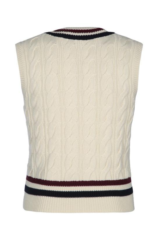 CELINE Black Wool Knit Vest for Men RY0BMD062FZV1 ECRU BURGUNDY NAVY DOM