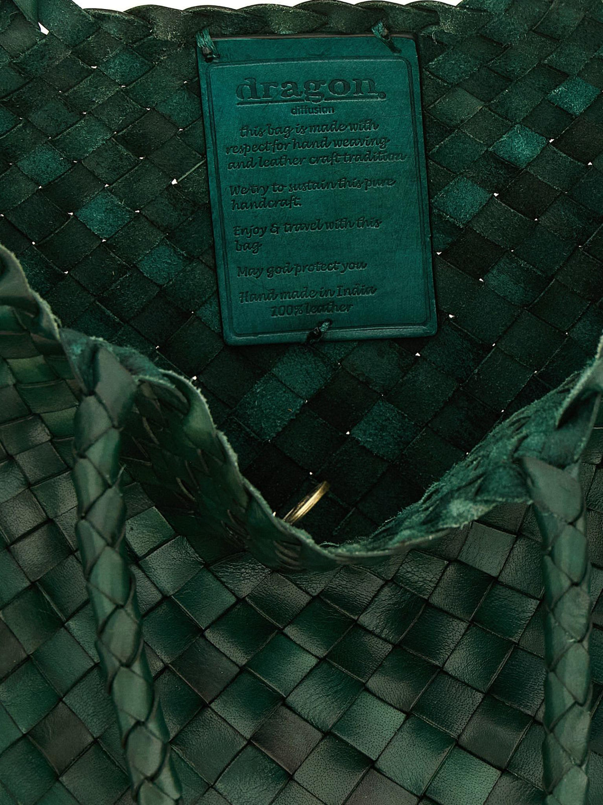 Dragon Diffusion Woven Leather Shoulder Bag Forest Green