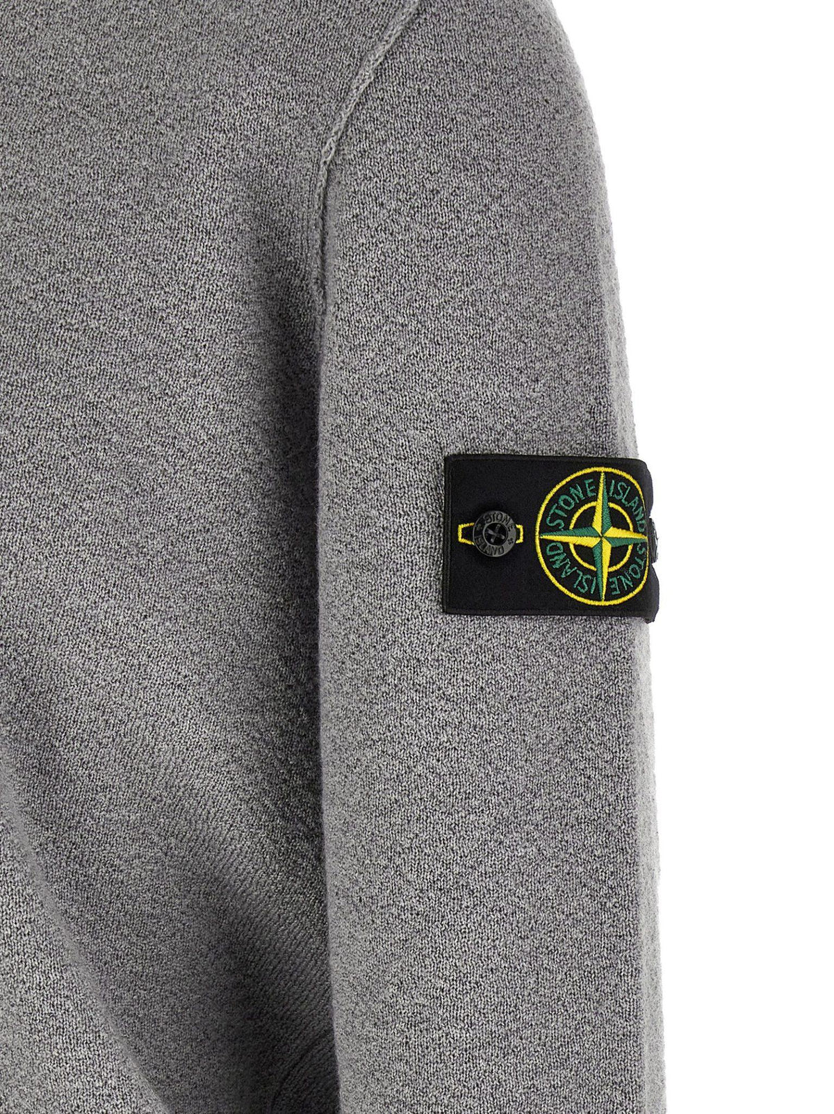 STONE ISLAND Wool Round Neck Knit Sweater Navy Men