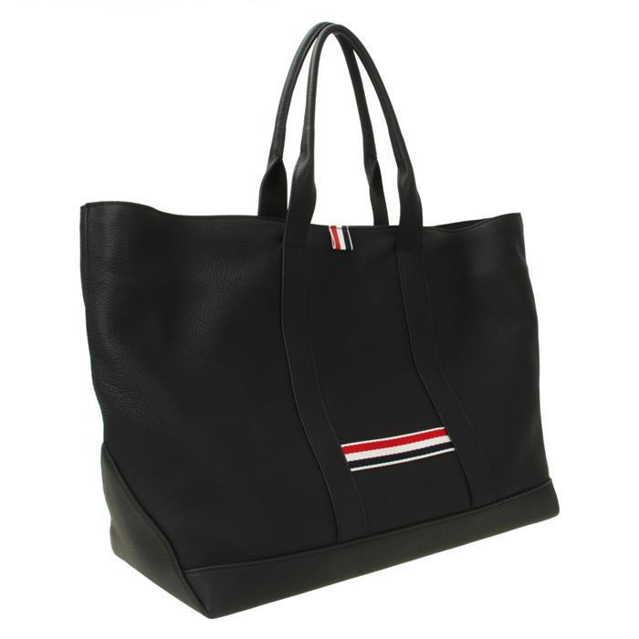 THOM BROWNE RWB Medium Tool Tote Bag Black Leather Tote