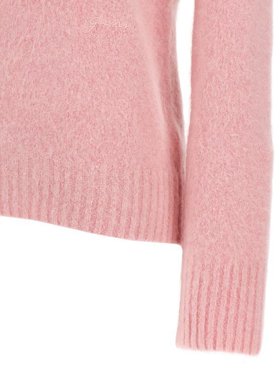 GANNI Wool Blend Crewneck Sweater for Women K2272868 CHALK PINK DOM