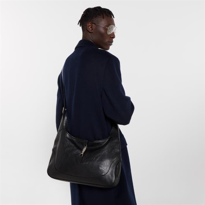 GUCCI Jackie 1961 Large Crossbody Bag Black Leather