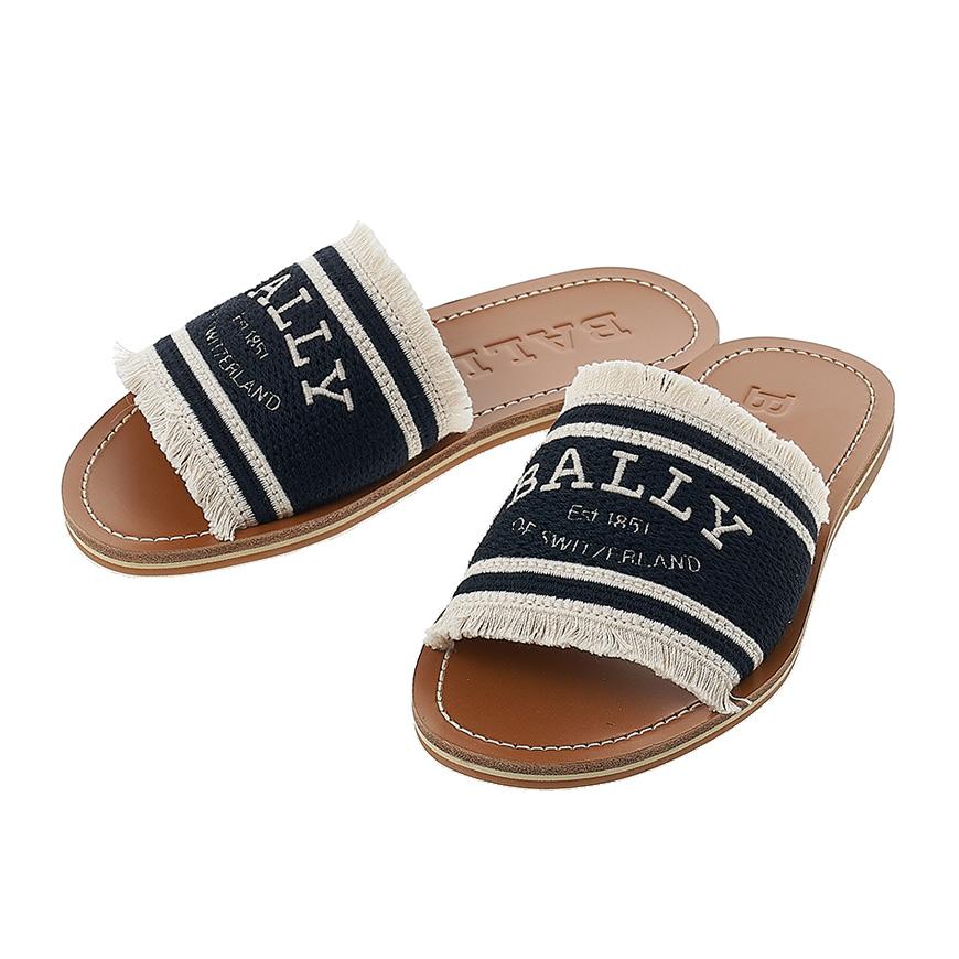 BALLY Bianka Flat Slide Sandals Women’s Black Leather