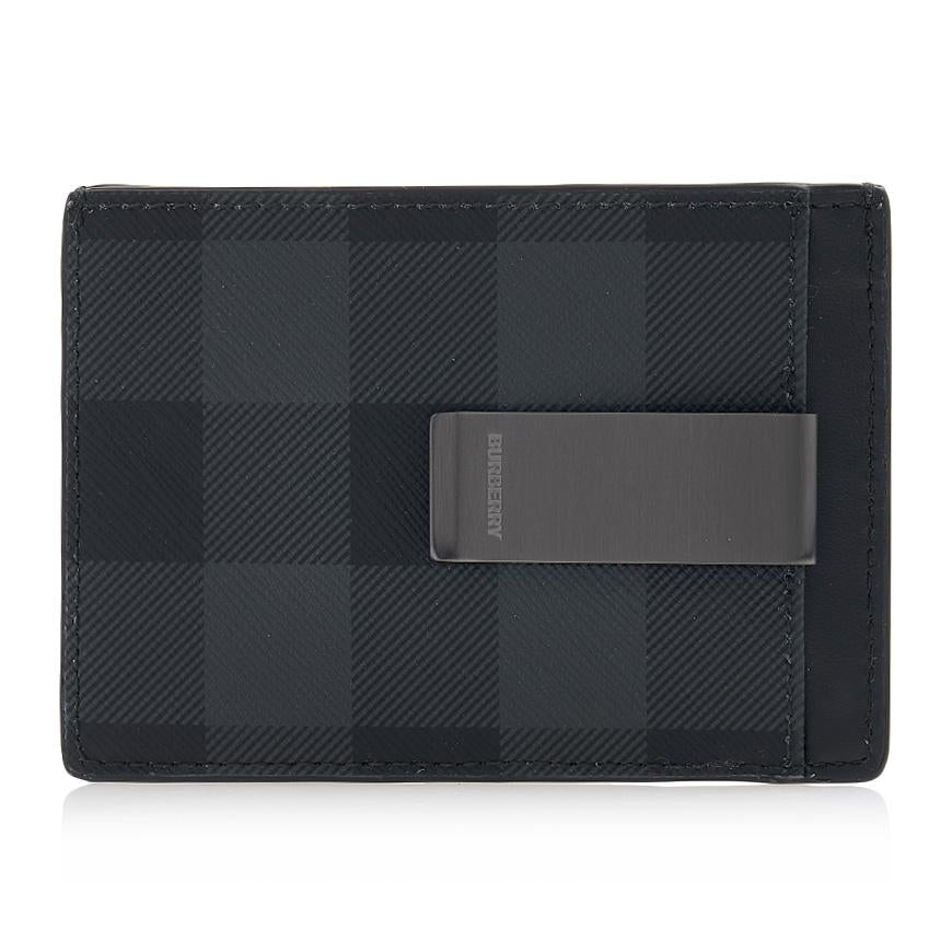 BURBERRY Men’s Check Leather Money Clip Wallet