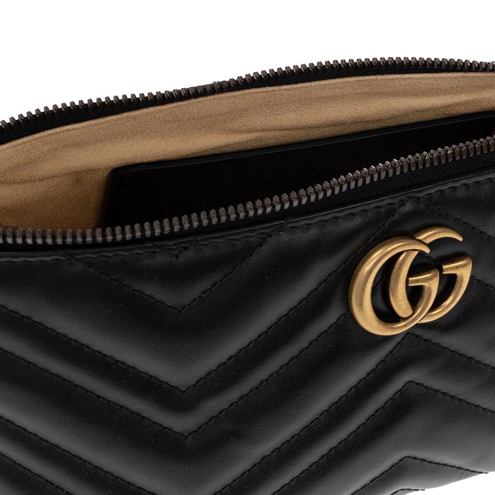 GUCCI GG Marmont Matelassé Shoulder Bag Black 739166 AABZB 1000
