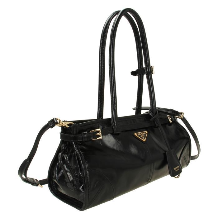PRADA Bonnie Medium Leather Tote Bag Black