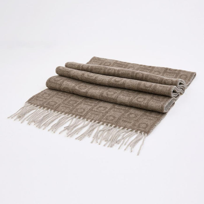 Ferragamo Monogram Wool Scarf Clay Stone Beige Women’s