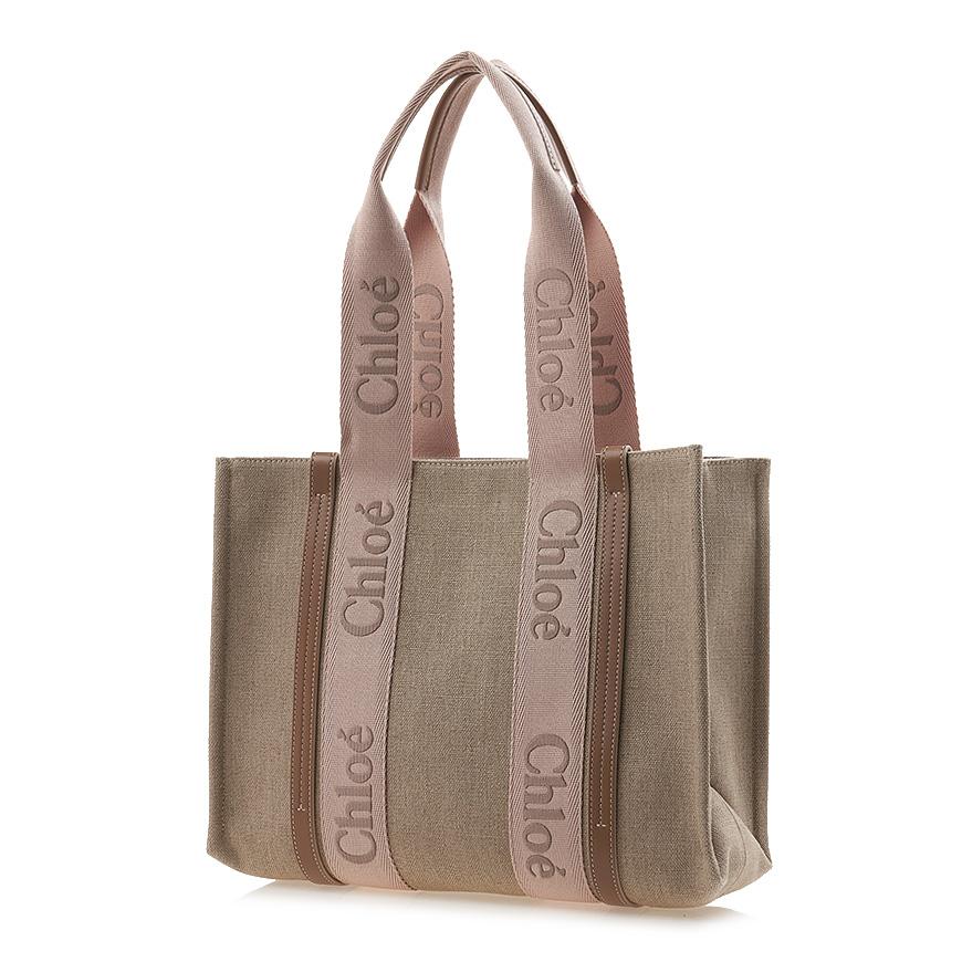 Chloe Linen Woody Tote Bag for Women CHC23AS383L17 26Y