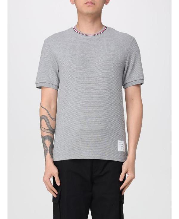 THOM BROWNE Cotton Waffle Rib Cuff T-Shirt Gray Men’s