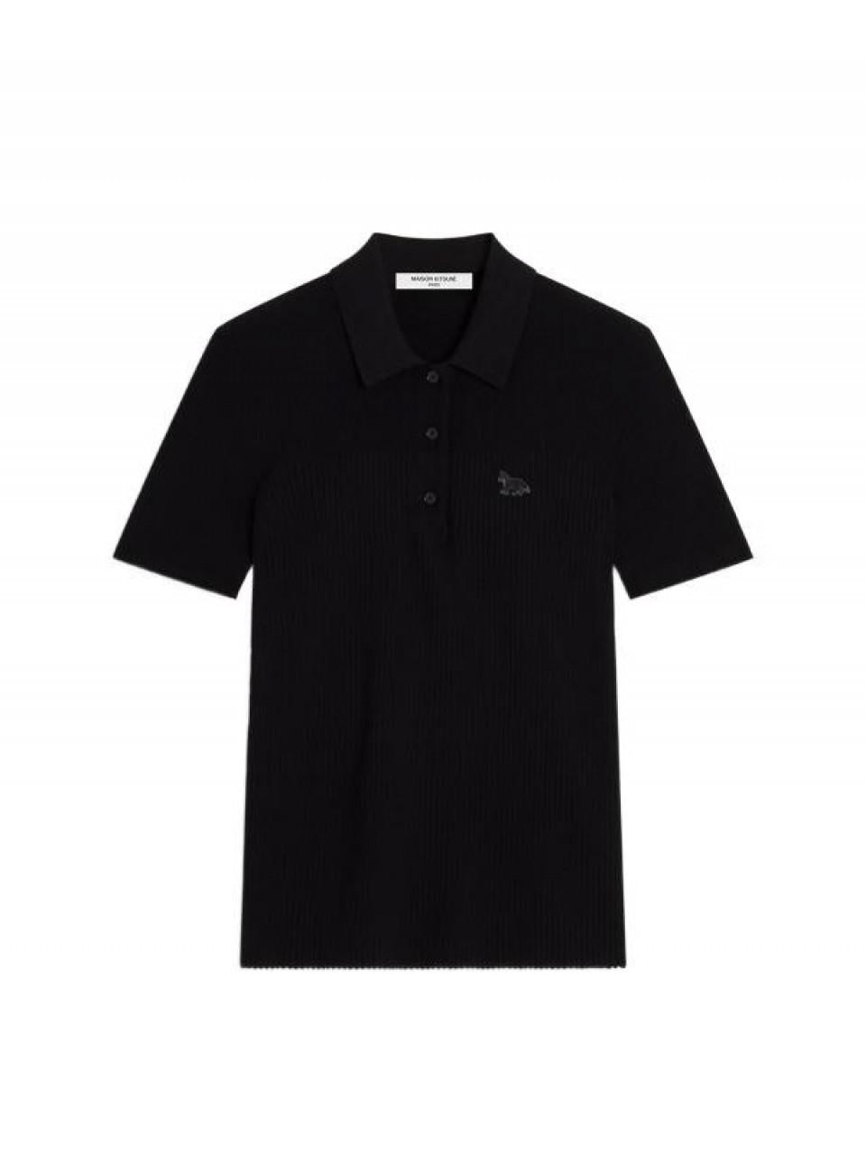 Maison Kitsune Baby Fox Pleats Rib Polo Tee White