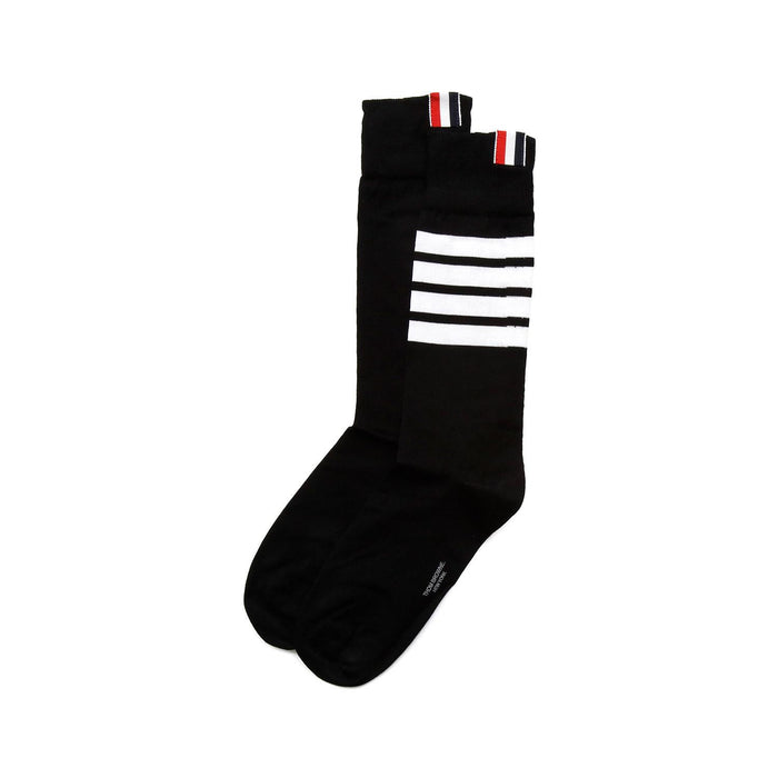 THOM BROWNE Black Diagonal Stripe Mid Socks